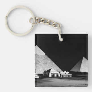 Zwart-witte piramides sleutelhanger