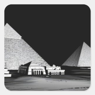 Zwart-witte piramides vierkante sticker