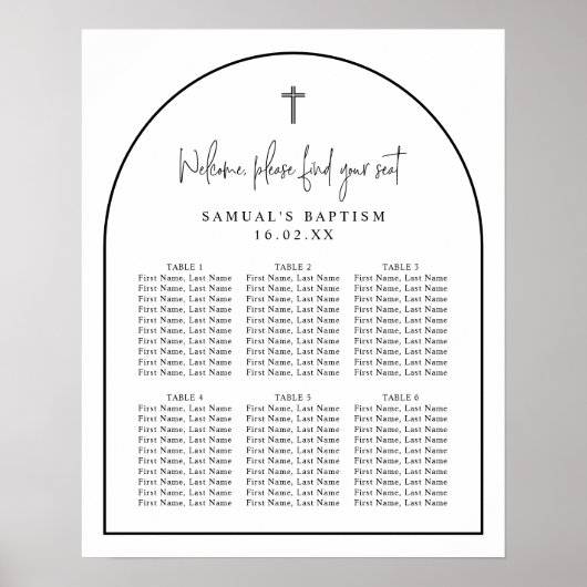 Zwart-witte pleister met minimalistisch baptisme poster (Voorkant)