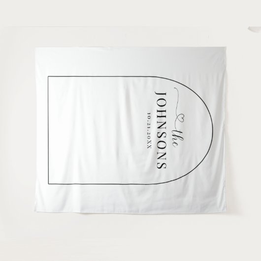 Zwart-witte pleister - Minimale bruiloft achtergro Wandkleed (Voorkant (horizontaal))