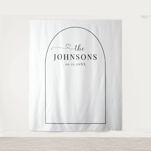 Zwart-witte pleister - Minimale bruiloft achtergro Wandkleed (Voorkant)