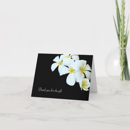 Zwart-witte Plumeria Bloemen Bedankkaart (Voorkant)
