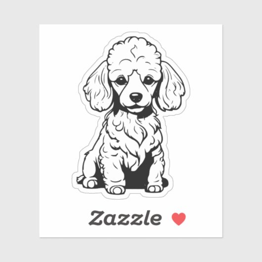 zwart-witte poedel vinyl sticker (Vel)