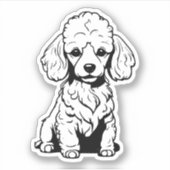zwart-witte poedel vinyl sticker (Voorkant)