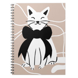 Zwart-witte poes met abstracte lijn notitieboek