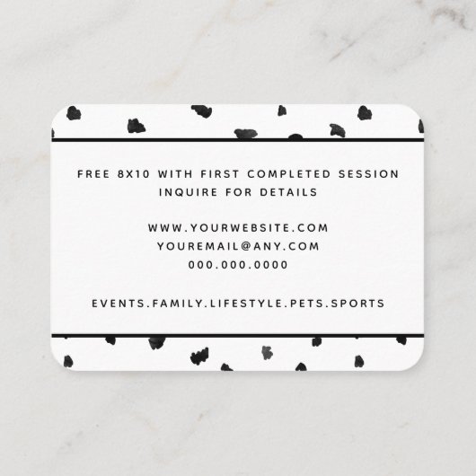 Zwart-witte poka Dot Aangepast monogram/Initiaal Visitekaartje (Achterkant)