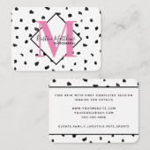 Zwart-witte poka Dot Aangepast monogram/Initiaal Visitekaartje (Voorkant / Achterkant)