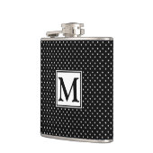 Zwart-witte poka Dot Modern Monogram Heupfles (Links)