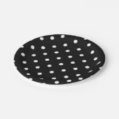 Zwart-witte poka dot moderne glamour papieren bordje (Gekanteld)
