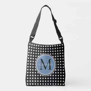 Zwart-witte poka Dot monogram luiertas Crossbody Tas