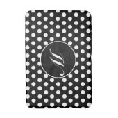 Zwart-witte poka Dot Round Monogram Bath Mat (Voorkant Verticaal)