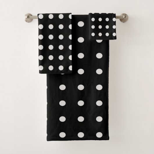 Zwart-witte poka Dots Bad Handdoek (Insitu)