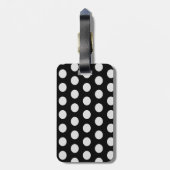 Zwart-witte poka Dots Bagagelabel (Achterkant verticaal)