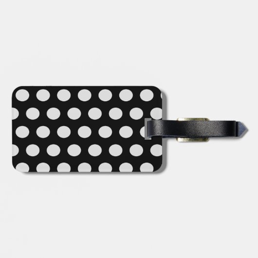 Zwart-witte poka Dots Bagagelabel (Achterkant horizontaal)