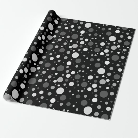 Zwart-witte poka Dots Cadeaupapier (Uitgerold)