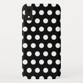 Zwart-witte poka Dots iPhone XR Hoesje