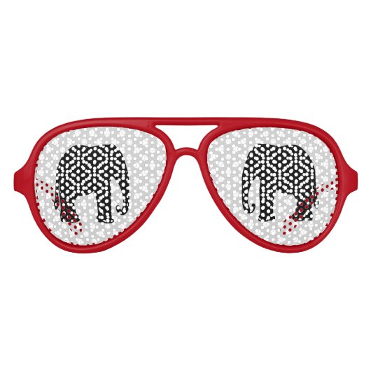 Zwart-witte poka Dots Elephant Aviator Zonnebril (Voorkant)