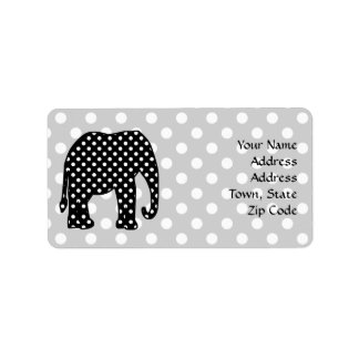 Zwart-witte poka Dots Elephant Etiket