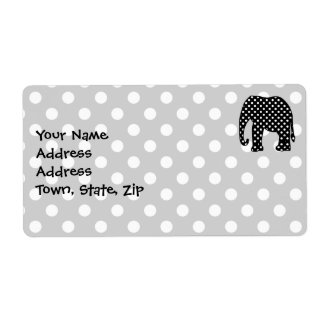 Zwart-witte poka Dots Elephant Etiket