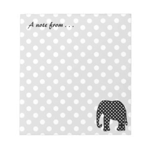 Zwart-witte poka Dots Elephant Notitieblok