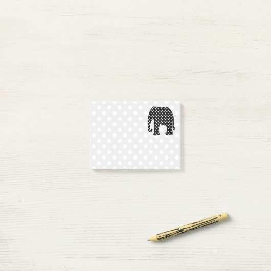 Zwart-witte poka Dots Elephant Post-it® Notes (Op bureau)