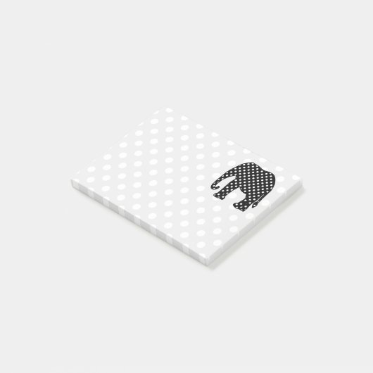 Zwart-witte poka Dots Elephant Post-it® Notes (Schuin)
