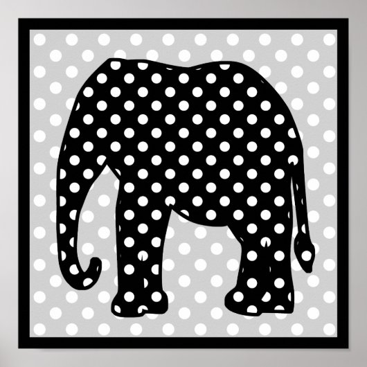 Zwart-witte poka Dots Elephant Poster (Voorkant)