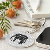 Zwart-witte poka Dots Elephant Sleutelhanger (Voorkant Rechts)