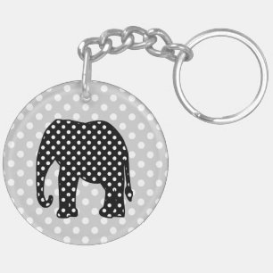 Zwart-witte poka Dots Elephant Sleutelhanger
