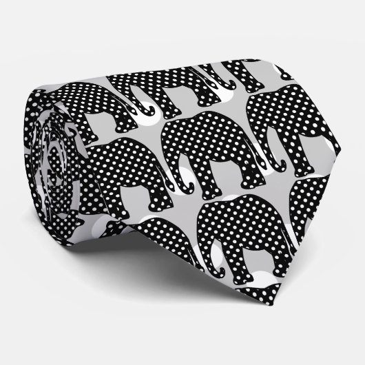 Zwart-witte poka Dots Elephant Stropdas (Opgerold)
