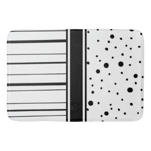 Zwart-witte poka Dots en Stripes Badmat