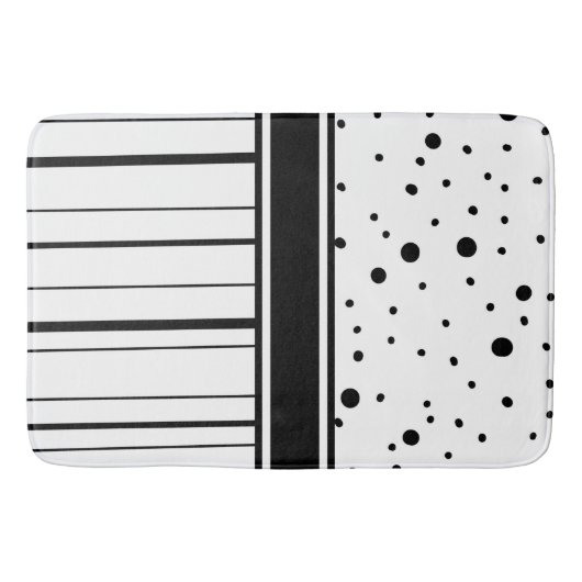 Zwart-witte poka Dots en Stripes Badmat (Voorkant)