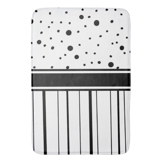 Zwart-witte poka Dots en Stripes Badmat (Voorkant Verticaal)