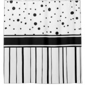 Zwart-witte poka Dots en Stripes Douchegordijn (Voorkant)