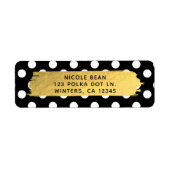 Zwart-witte poka Dots Gold Foil Glam Party Etiket (Voorkant)