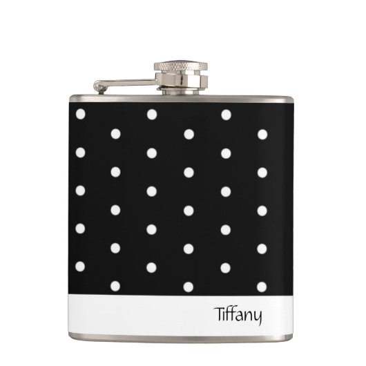 Zwart-witte poka Dots Heupfles (Voorkant)