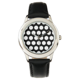 Zwart-witte poka Dots Horloge