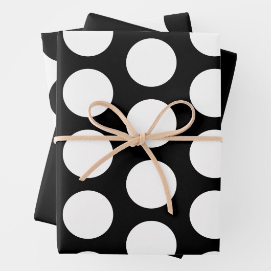 Zwart-witte poka Dots Inpakpapier Vel (In situ)