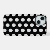 Zwart-witte poka Dots iPhone 15 Case (Achterkant horizontaal)