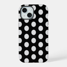 Zwart-witte poka Dots iPhone 15 Case