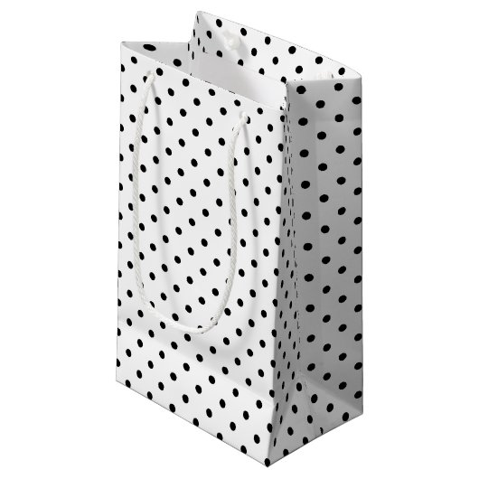 Zwart-witte poka Dots Klein Cadeauzakje (Voorkant Gekanteld)