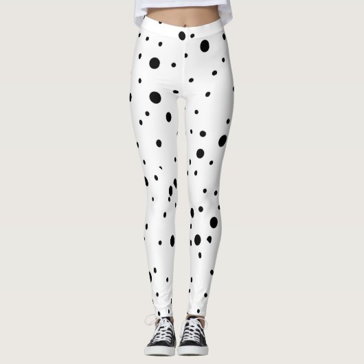 Zwart-witte poka Dots Leggings (Voorkant)