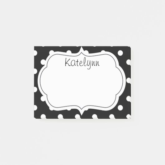 Zwart-witte poka Dots Monogram Post-it Notes (Voorkant)