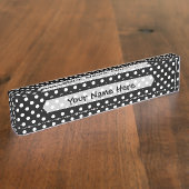 Zwart-witte poka Dots Naambordje (Zijkant)