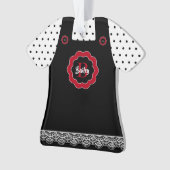 Zwart-witte poka Dots Pinafore Lace Trim Ornament (voorkant)