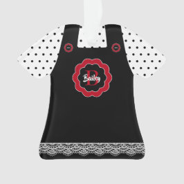 Zwart-witte poka Dots Pinafore Lace Trim Ornament