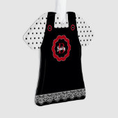 Zwart-witte poka Dots Pinafore Lace Trim Ornament (voorkant)