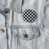Zwart-witte poka Dots Ronde Button 5,7 Cm (In situ)