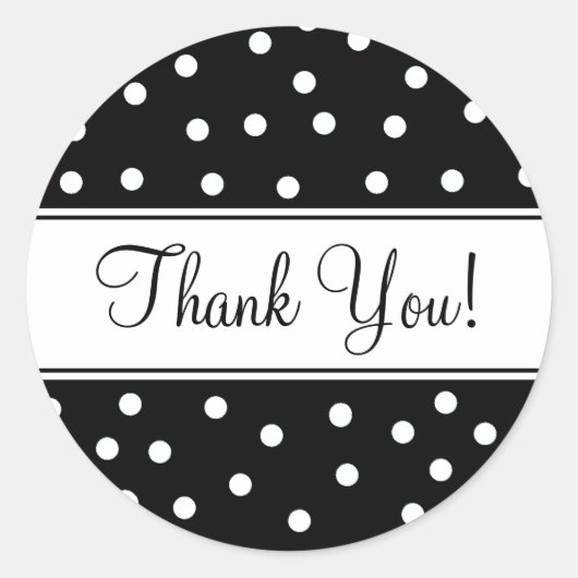 Zwart-witte poka Dots Ronde Sticker (Voorkant)