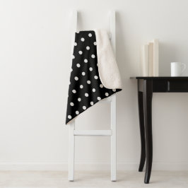 Zwart-witte poka Dots Sherpa Deken